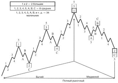 Схематичное отображение полного цикла волн Эллиота